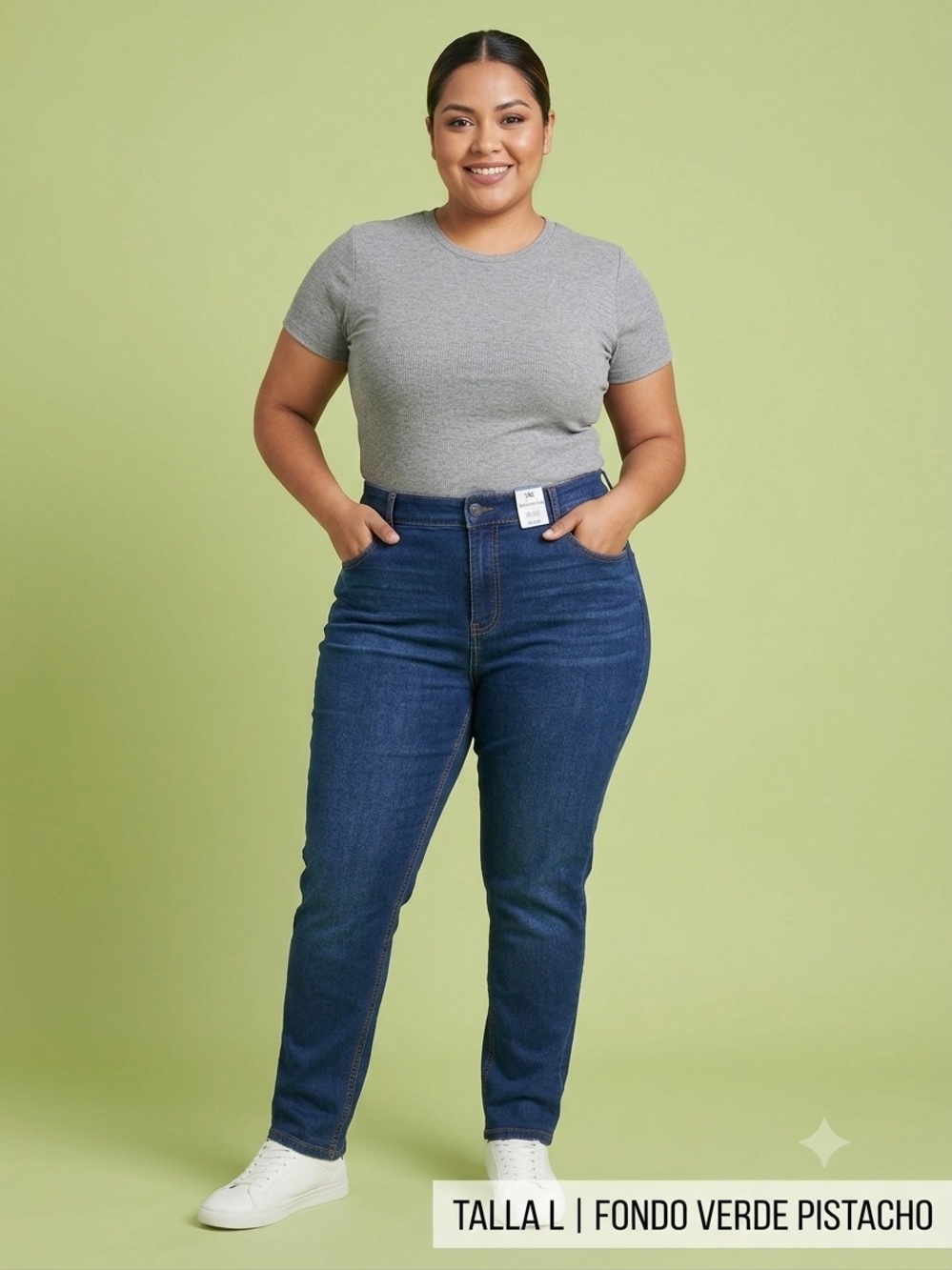 NOBO High-Rise Slim Straight Jeans - Dark Blue Denim